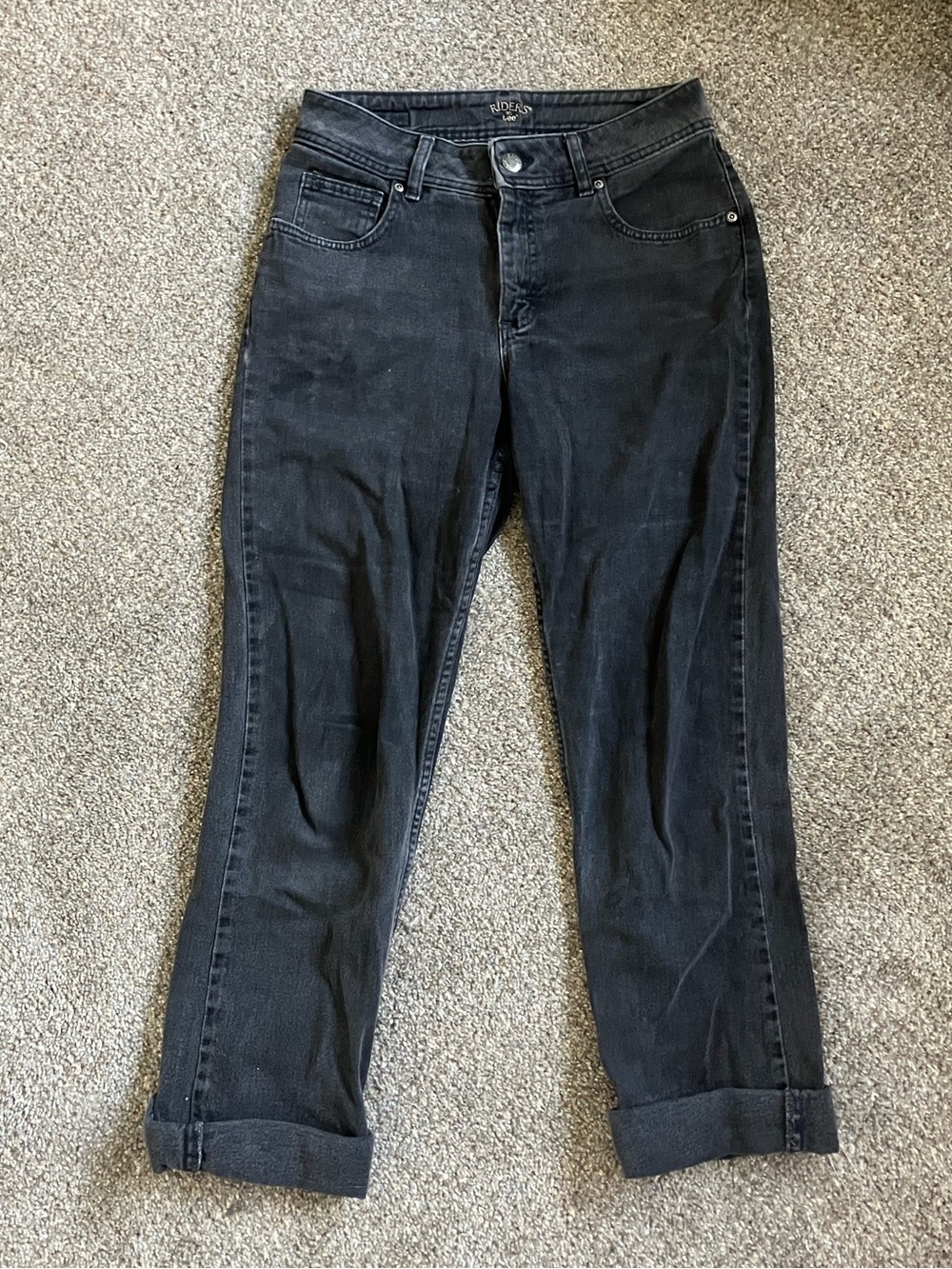 Riders by Lee Black Acid Washed Denim Straight Leg Jeans Size Women’s 8